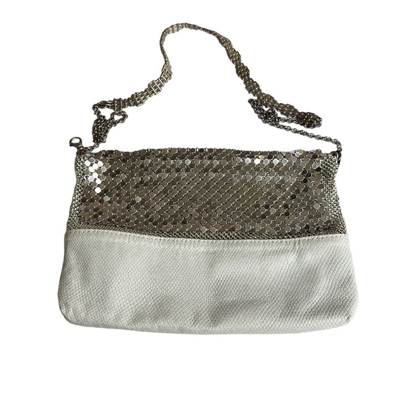 LAURA B. Silver color mesh and white leather handbag, NWT - Picture 5 of 10